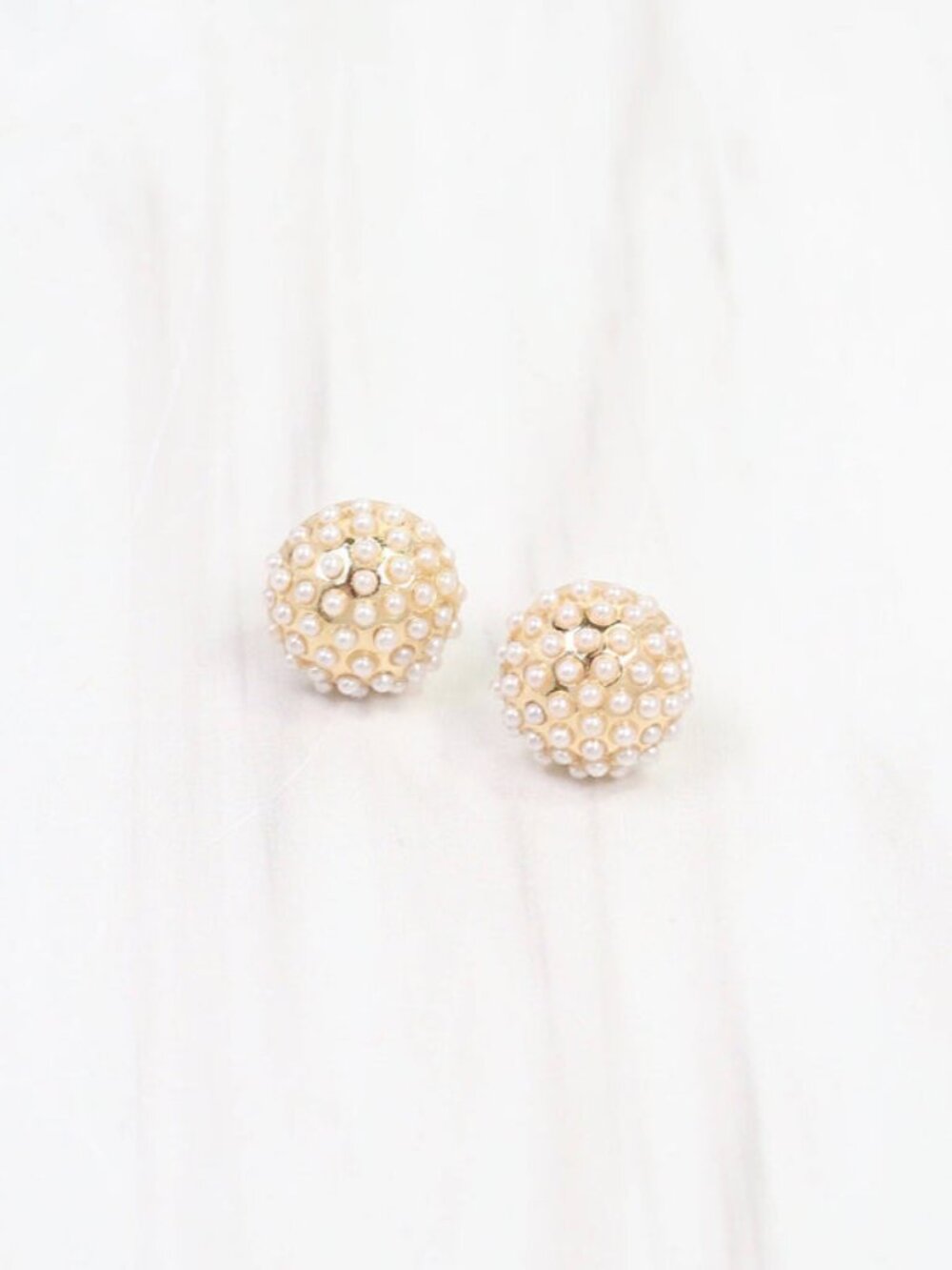 Caroline Hill Gold Modena Pearl Pave Stud Earring